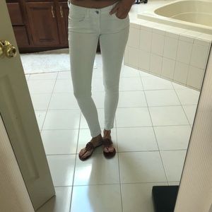 Fashionable white skinny jeans